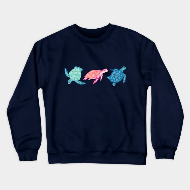 Paradise Beach Turtles - Three in a Row Crewneck Sweatshirt by tangerinetane